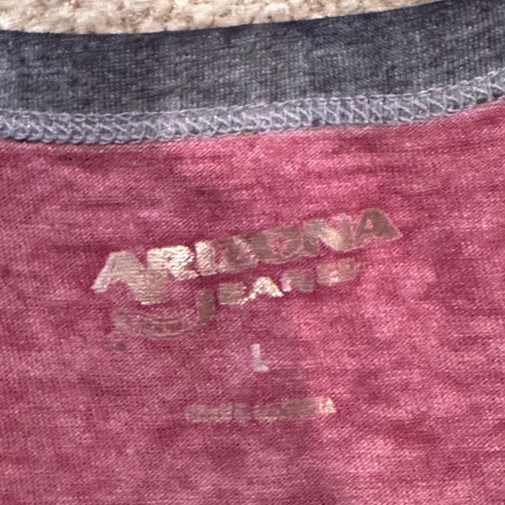 Gray and Maroon T-Shirt with Pocket - Picture 2 of 3